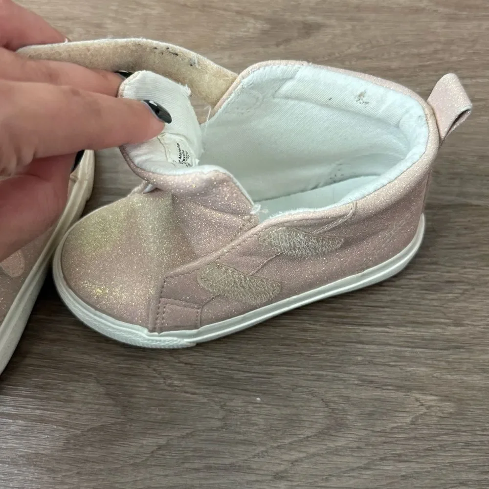 Cat & Jack Sparkly High-Top Strap Sneakers – Toddler Size 6